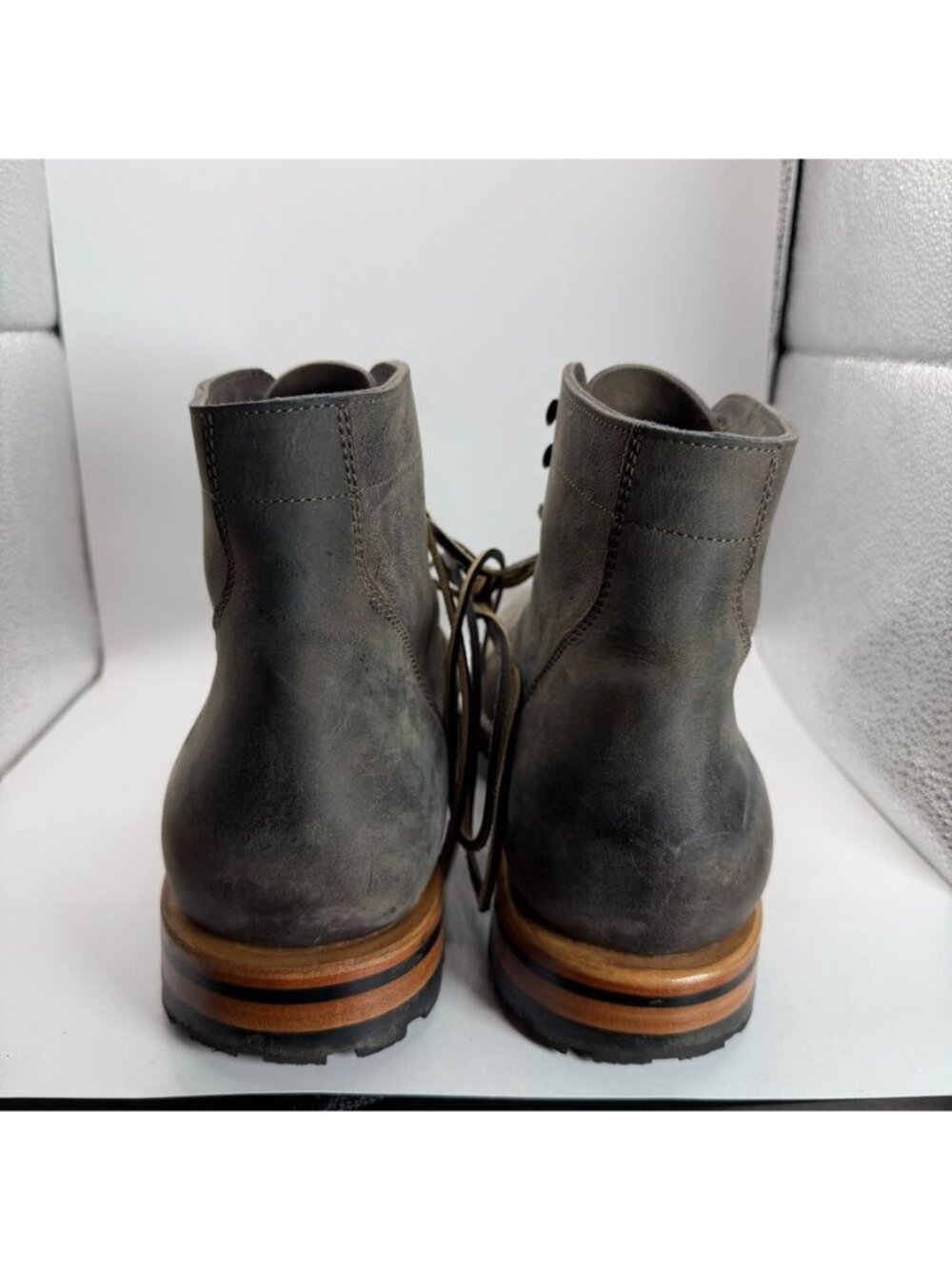 Parkhurst Mens Lace-Up Leather Kudu Boots Vibram Sole Size 12.5 Made In Portugal - Picture 5 of 8